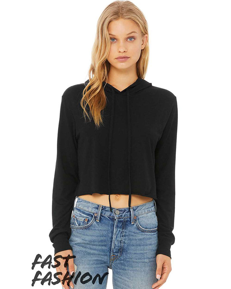 BEST LIFE  CROPPED LONG SLEEVE HOODED TEE  bella + canvas