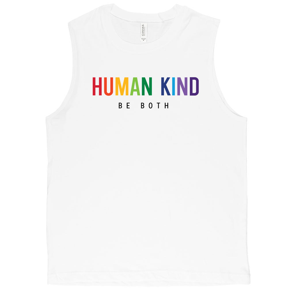 HUMAN + KIND BE BOTH RAINBOW: PRIDE  <br /> adult & juniors muscle tank <br />classic fit