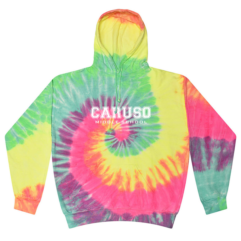 CARUSO COLLEGIATE UNISEX TIE DYE HOODIE ~ CARUSO MIDDLE SCHOOL ~ youth & adult ~ classic fit