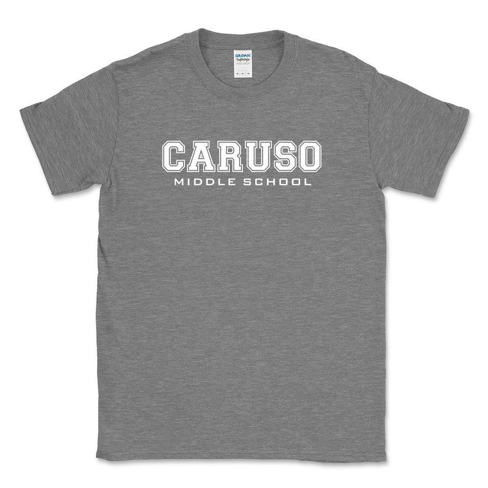 CARUSO COLLEGIATE UNISEX COTTON SOFTSTYLE TEE ~ CARUSO MIDDLE SCHOOL ~ youth & adult ~ classic fit