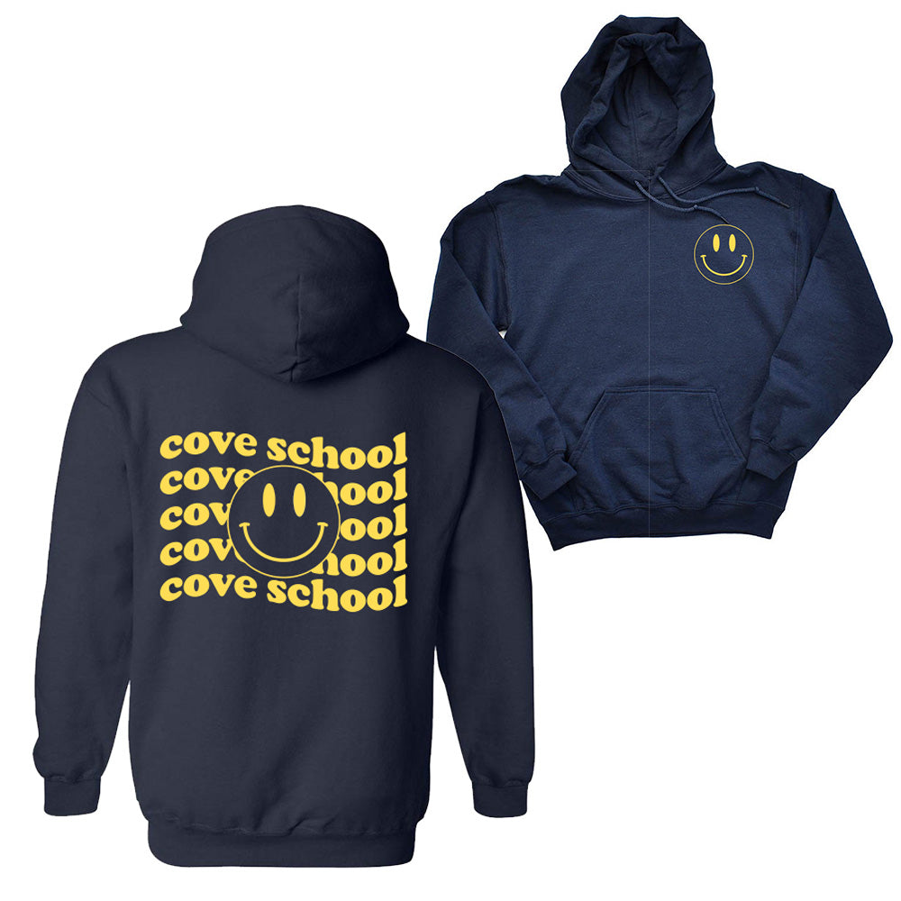 COVE SCHOOL WAVY TEXT WITH SMILEY HOODIE ~ classic unisex fit