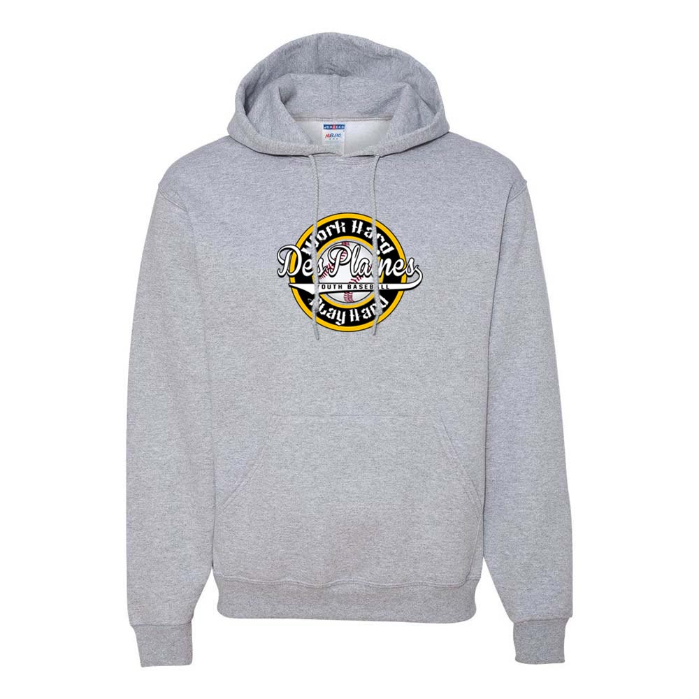 DES PLAINES BASEBALL WORK HARD HOODIE ~ DES PLAINES BASEBALL ~ jerzees nublend hoodie ~ youth & adult classic fit