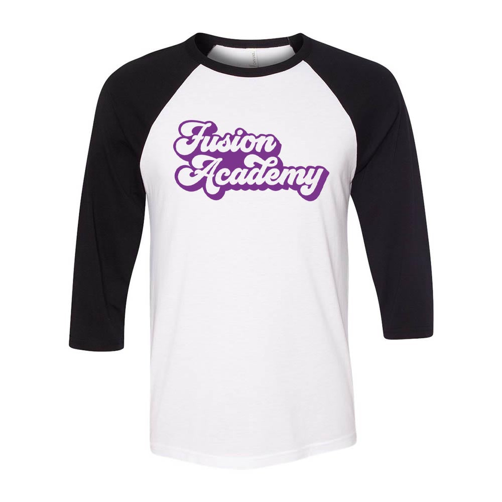 GROOVY 3/4 SLEEVE BASEBALL TEE ~ FUSION ACADEMY ~ youth & adult ~ classic fit
