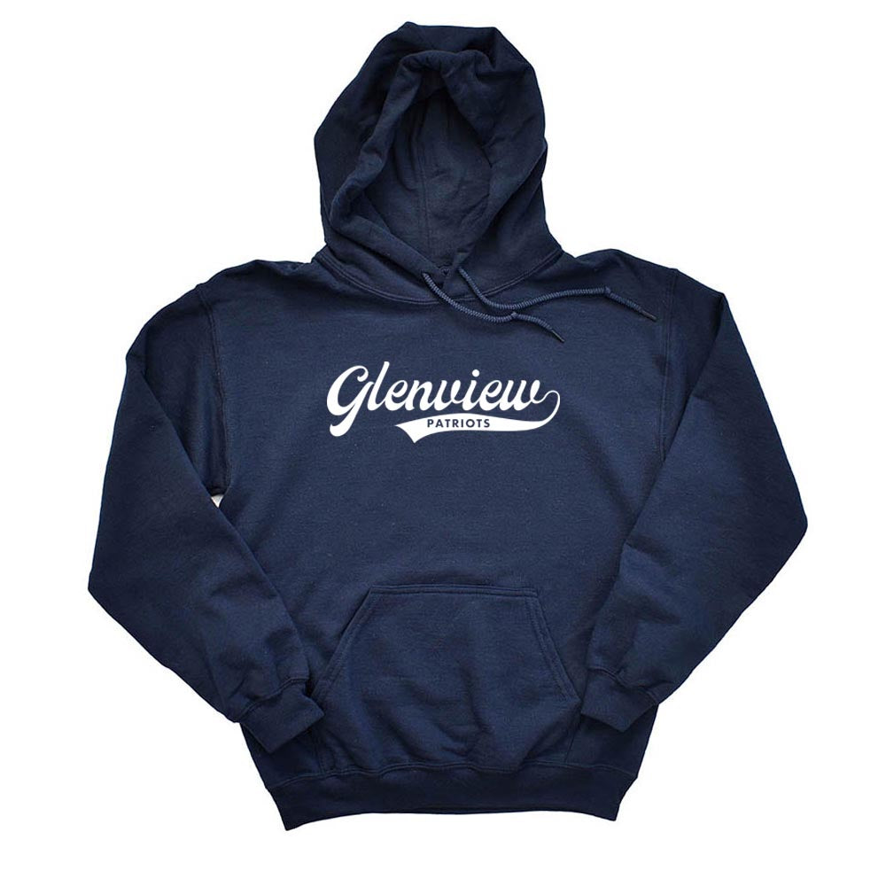 GLENVIEW PATRIOTS SCRIPT HOODIE ~ GLENVIEW PATRIOTS ~ youth and adult ~ classic fit