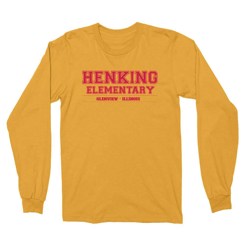 COLLEGIATE LONG SLEEVE TEE  ~  HENKING ELEMENTARY SCHOOL ~ youth & adult  ~ boxy fit