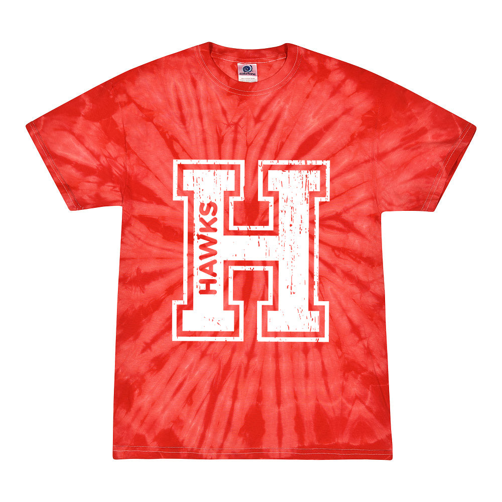 H HAWKS TIE DYE TEE ~ HENKING ELEMENTARY ~ toddler, youth & adult ~ classic unisex fit