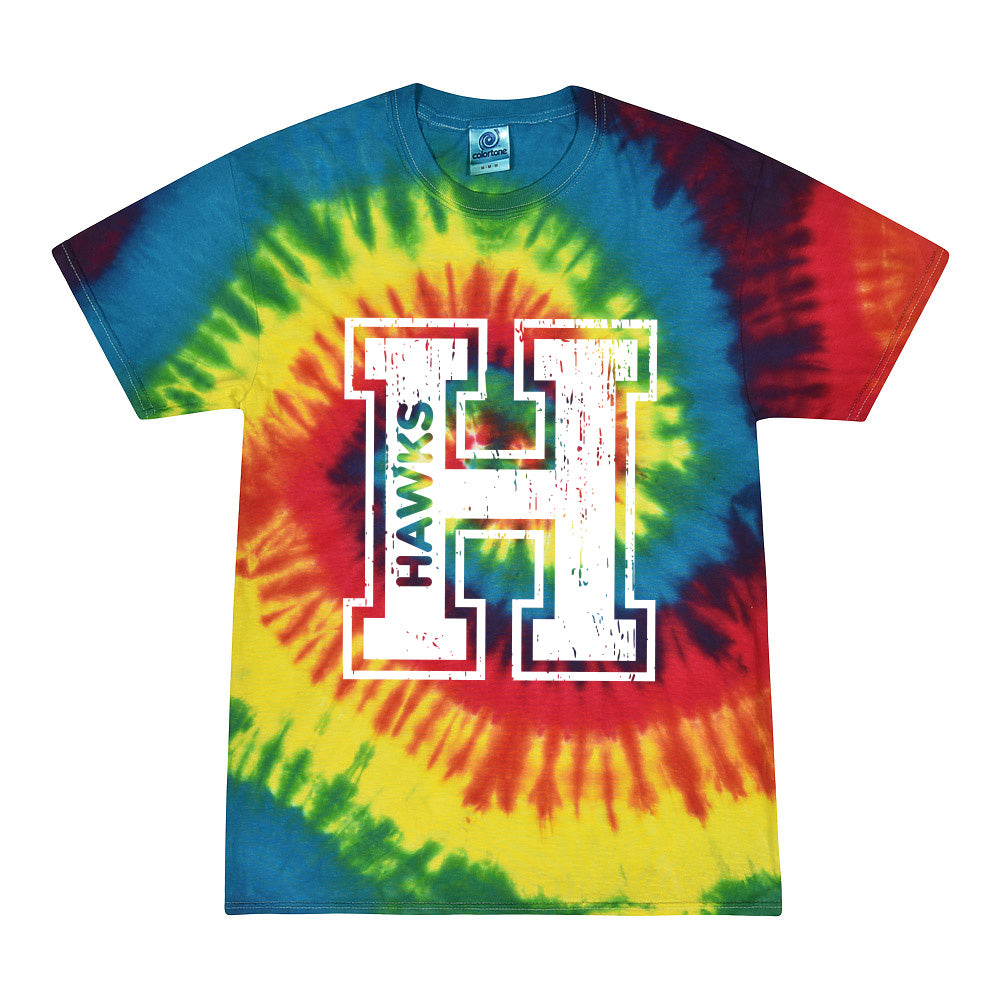H HAWKS TIE DYE TEE ~ HENKING ELEMENTARY ~ toddler, youth & adult ~ classic unisex fit