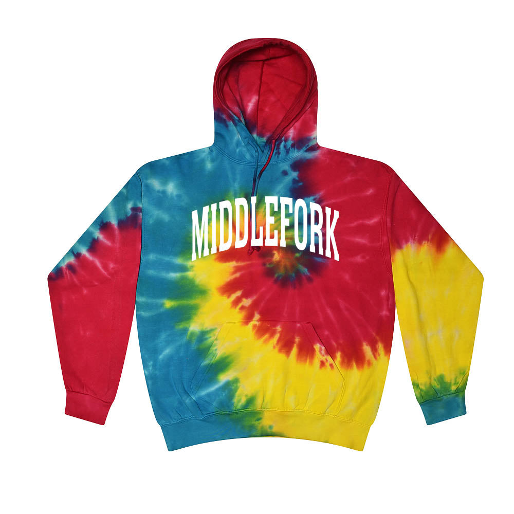 MIDDLEFORK ELEMENTARY ARC TIE DYE HOODIE <br>youth and adult <br>classic unisex fit