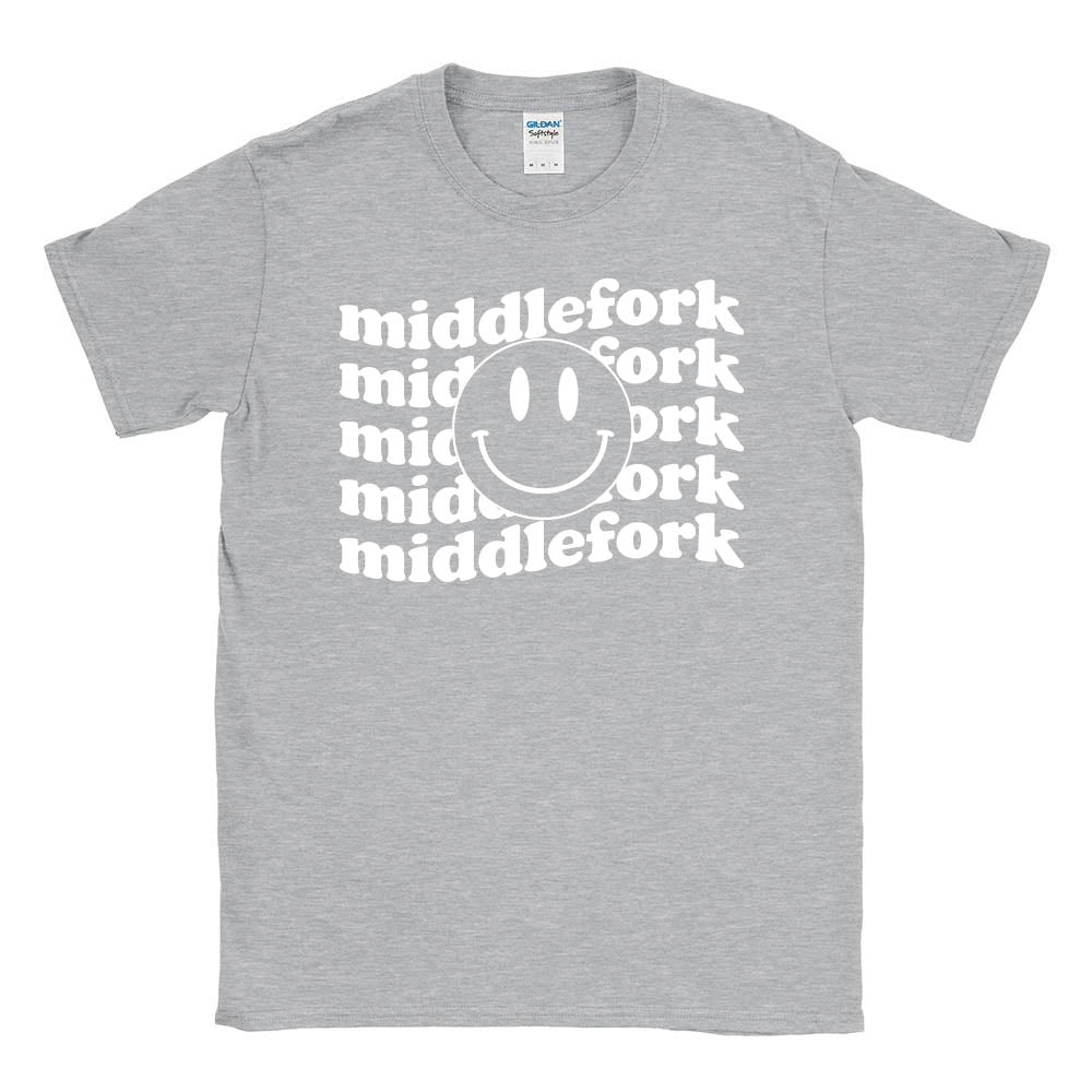 MIDDLEFORK WAVY SMILEY TEE ~ youth and adult ~ classic unisex fit