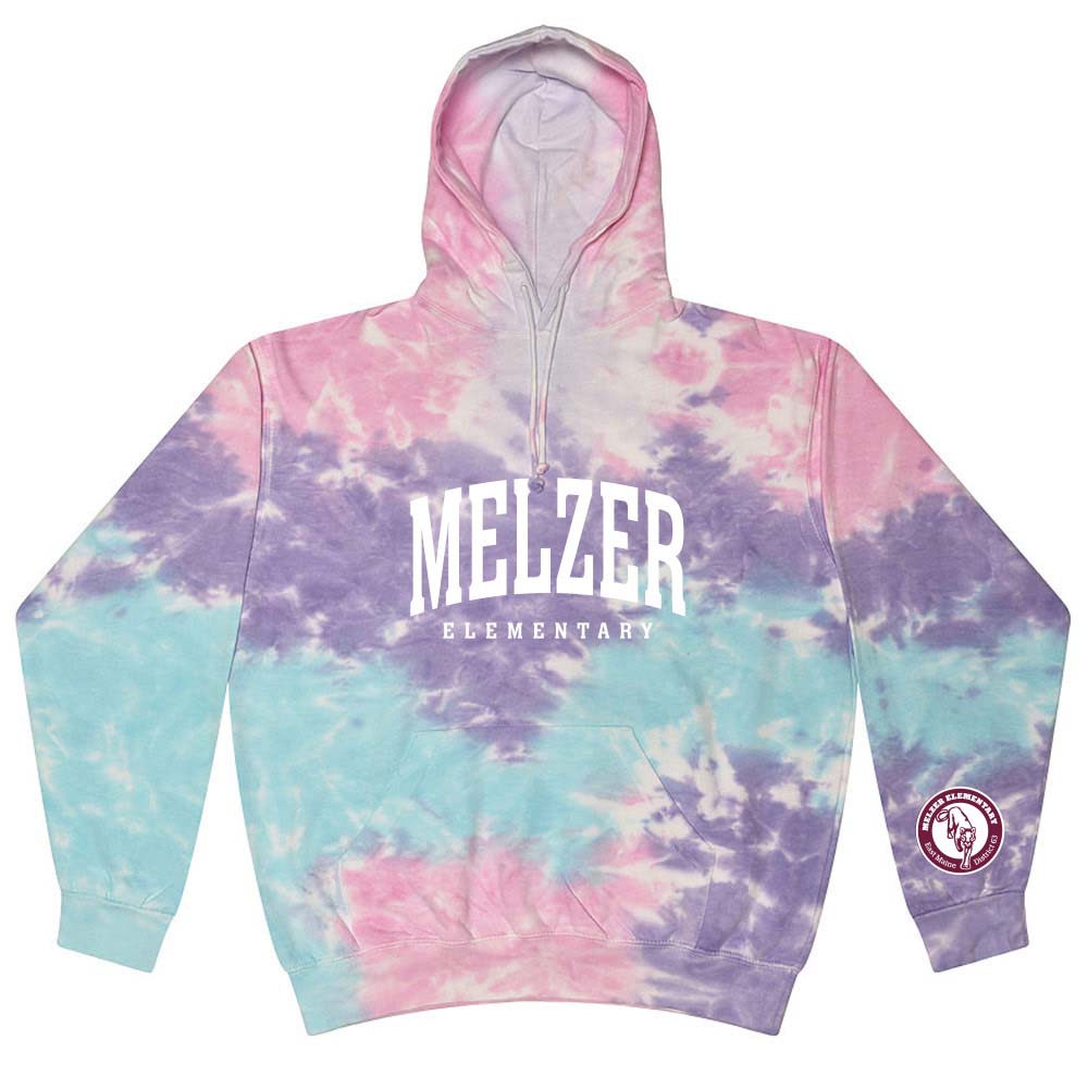 EXTENDED ARC UNISEX TIE DYE HOODIE ~ MELZER ELEMENTARY ~ Dyenomite ~ classic fit