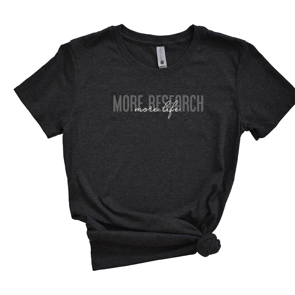 MORE RESEARCH MORE LIFE SCRIPT  <br>unisex and womens triblend tee<br>classic fit - humanKIND