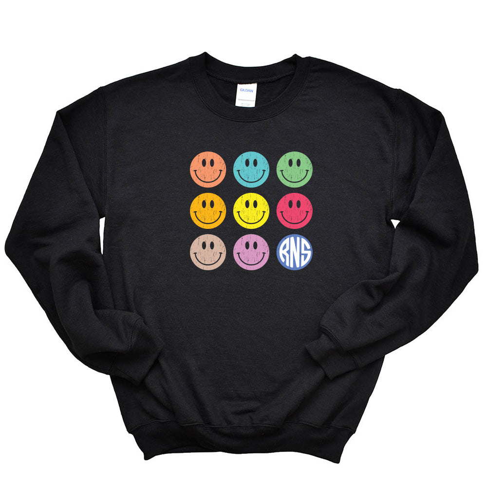 SMILEY ARRAY SWEATSHIRT ~ RAVINIA NURSERY SCHOOL  ~  adult ~ classic unisex fit