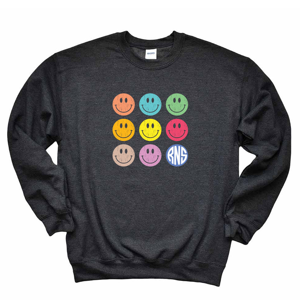 SMILEY ARRAY SWEATSHIRT ~ RAVINIA NURSERY SCHOOL  ~  adult ~ classic unisex fit