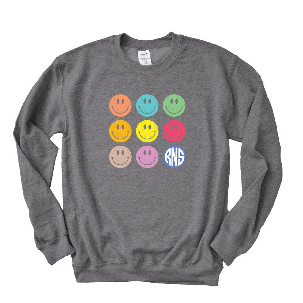 SMILEY ARRAY SWEATSHIRT ~ RAVINIA NURSERY SCHOOL  ~  adult ~ classic unisex fit