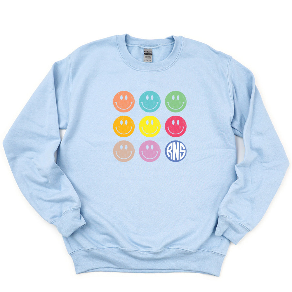 SMILEY ARRAY SWEATSHIRT ~ RAVINIA NURSERY SCHOOL  ~  adult ~ classic unisex fit