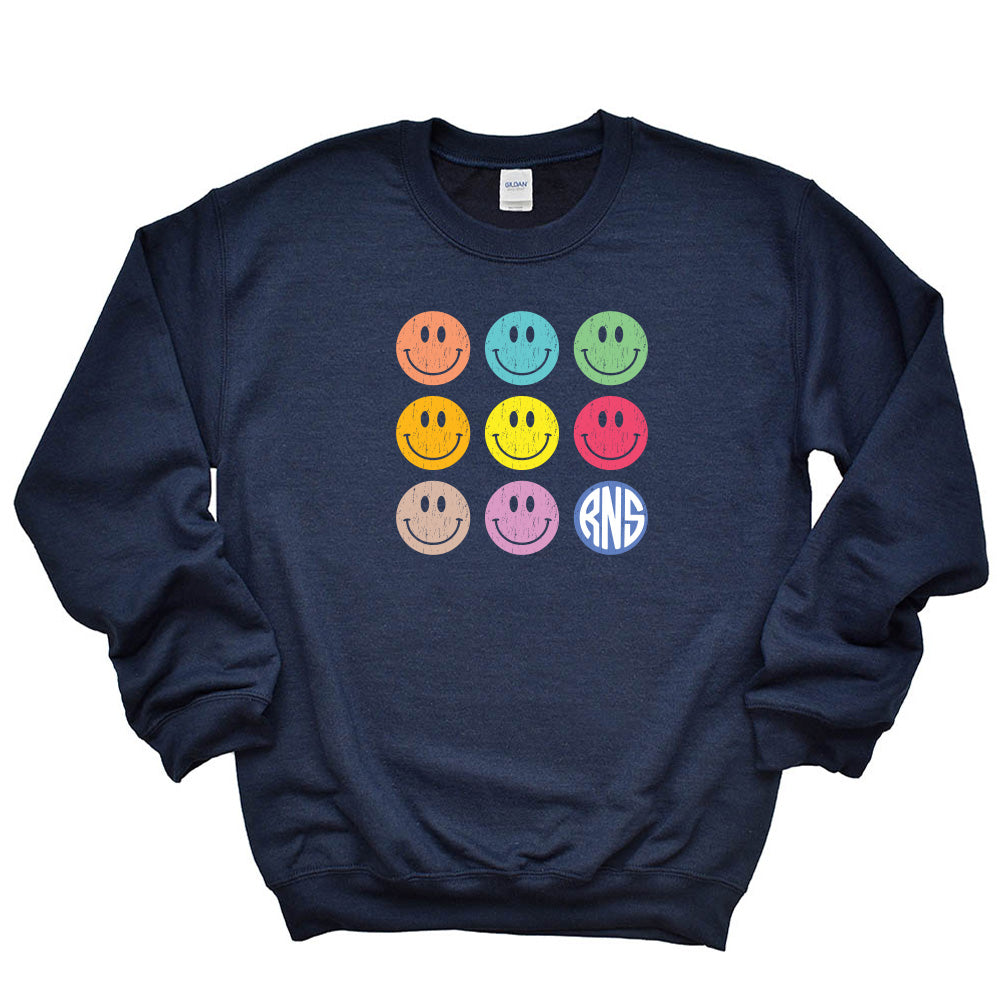 SMILEY ARRAY SWEATSHIRT ~ RAVINIA NURSERY SCHOOL  ~  adult ~ classic unisex fit