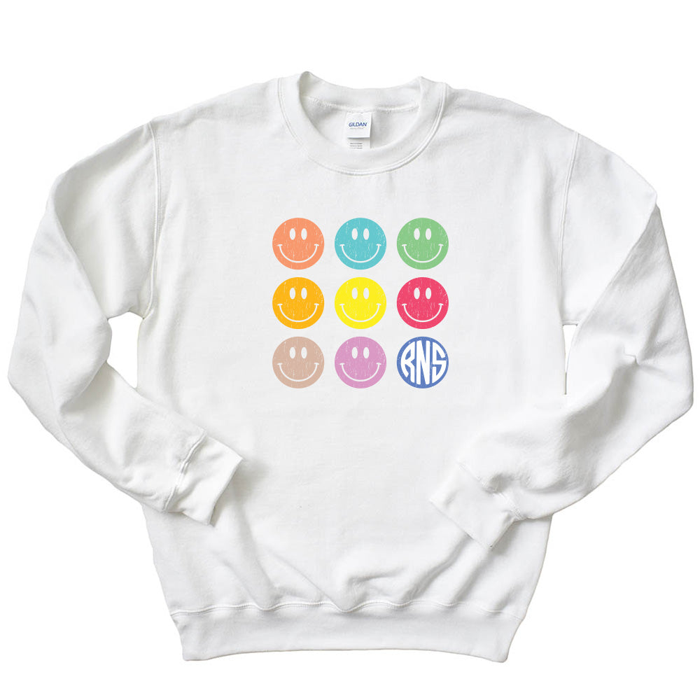 SMILEY ARRAY SWEATSHIRT ~ RAVINIA NURSERY SCHOOL  ~  adult ~ classic unisex fit