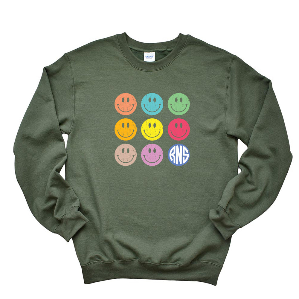 SMILEY ARRAY SWEATSHIRT ~ RAVINIA NURSERY SCHOOL  ~  adult ~ classic unisex fit