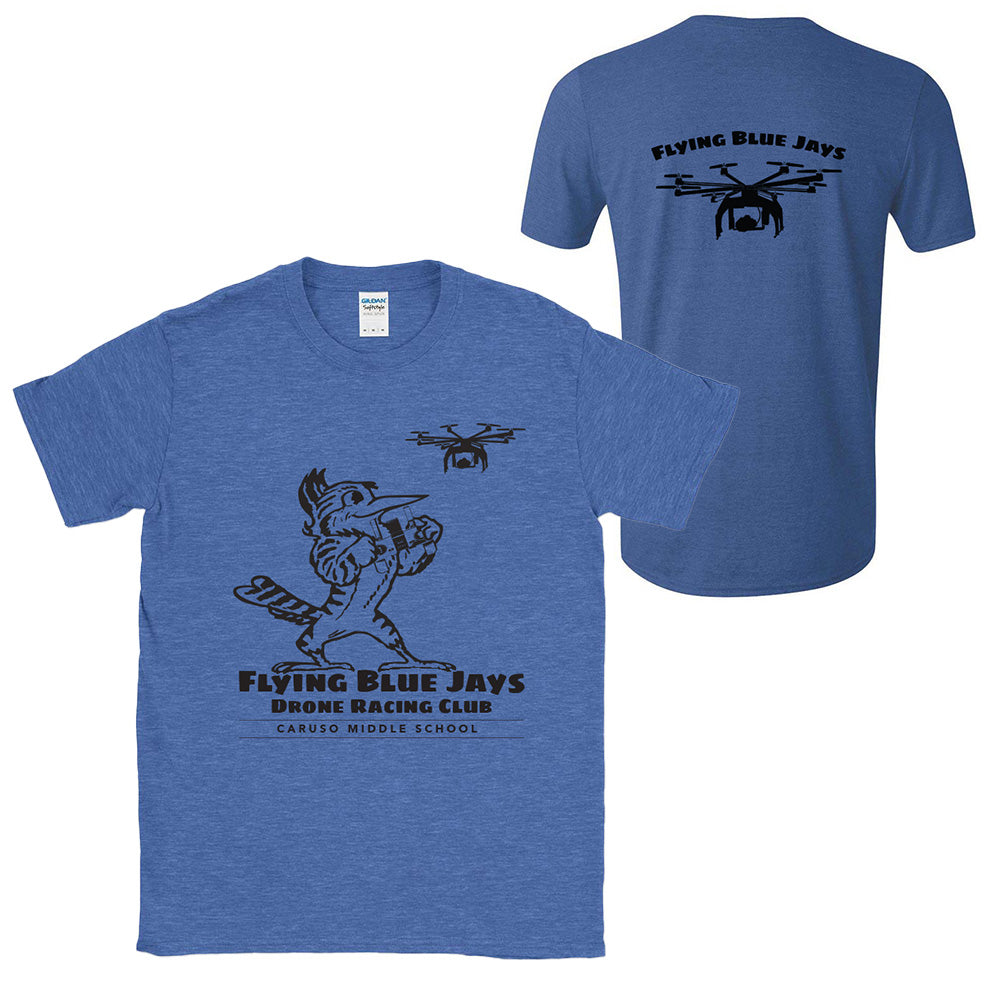 FLYING BLUE JAYS DRONE RACING CLUB TEE ~ CARUSO MIDDLE SCHOOL ~ youth and adult ~ classic unisex fit