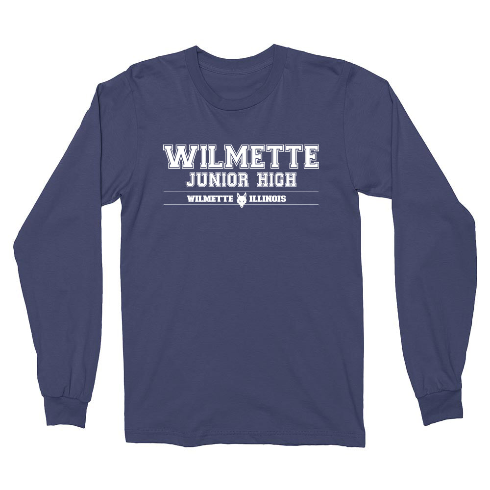 WILMETTE JUNIOR HIGH LONG SLEEVE TEE ~ WILMETTE JUNIOR HIGH ~ youth & adult ~ classic unisex fit