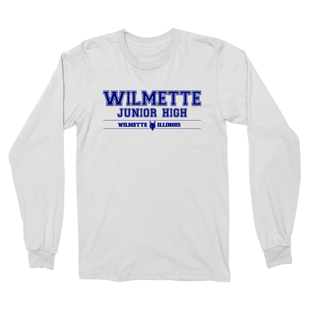 WILMETTE JUNIOR HIGH LONG SLEEVE TEE ~  youth and adult ~ boxy fit