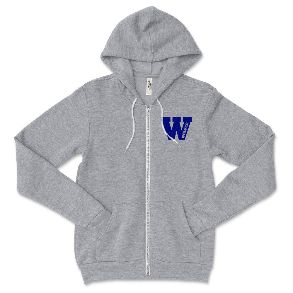 WILMETTE JUNIOR HIGH ZIP HOODIE ~  youth and adult ~  classic fit