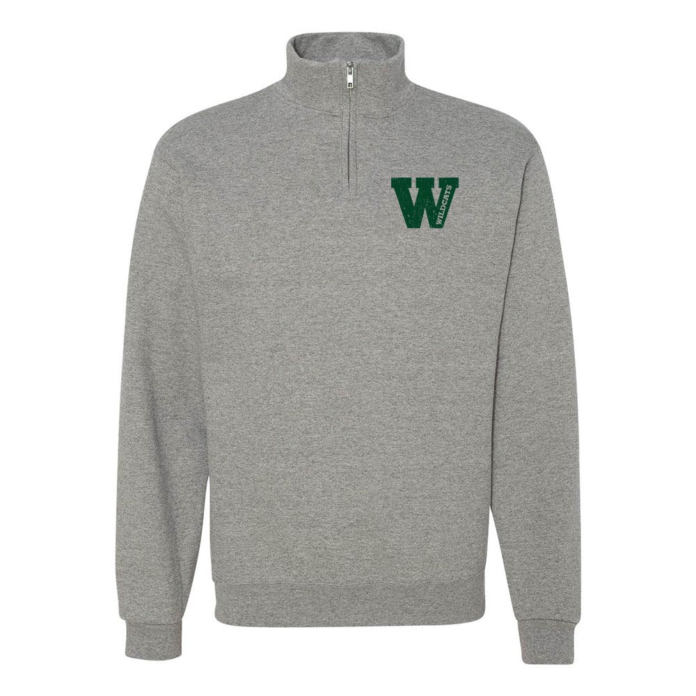 WILDCATS W QUARTER ZIP SWEATSHIRT ~ WOOD OAKS JUNIOR HIGH ~ adult ~ classic fit