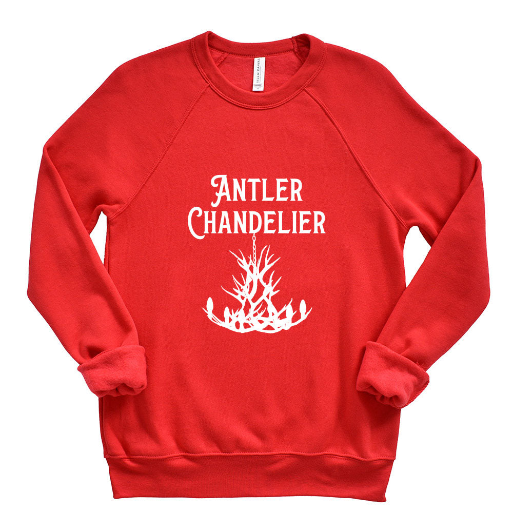 ANTLER CHANDELIER  unisex fleece raglan sweatshirt   classic fit