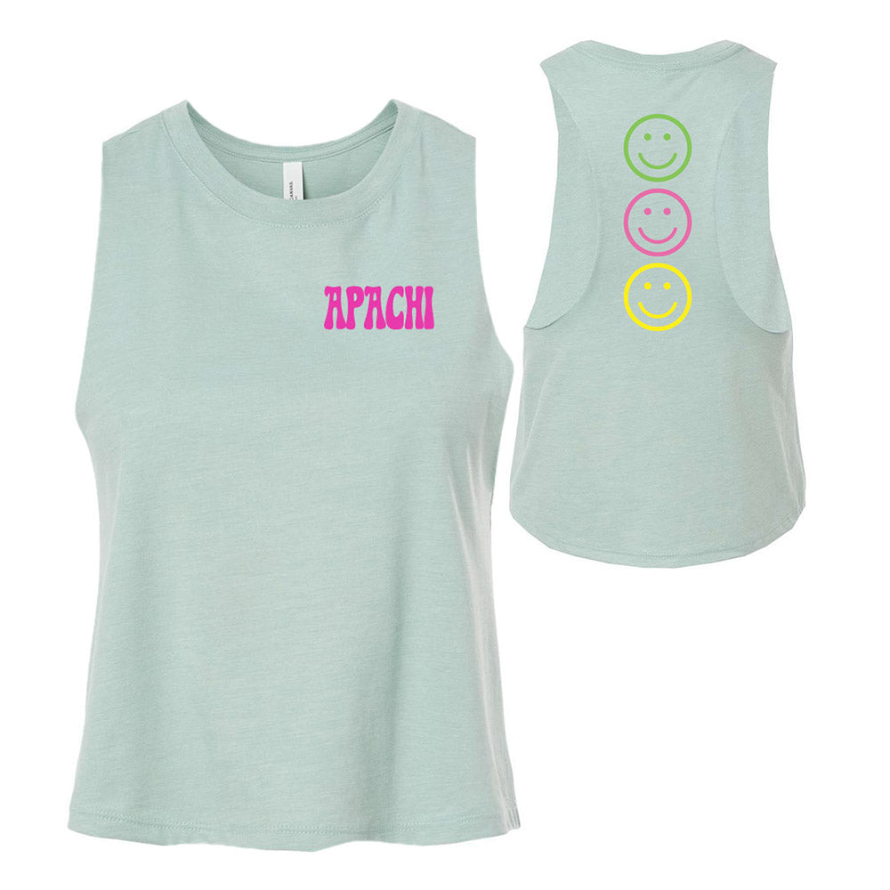SMILEY TOWER APACHI RACERBACK CROP TANK ~ APACHI DAY CAMP ~ juniors ~ flowy fit