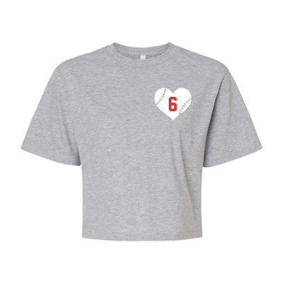 BASEBALL HEART BOXY CROP TEE ~ GLENVIEW PATRIOTS ~ boxy fit