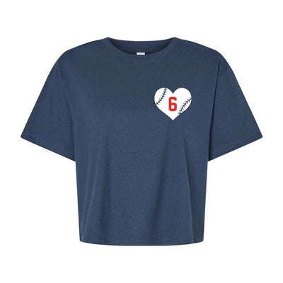 BASEBALL HEART BOXY CROP TEE ~ GLENVIEW PATRIOTS ~ boxy fit