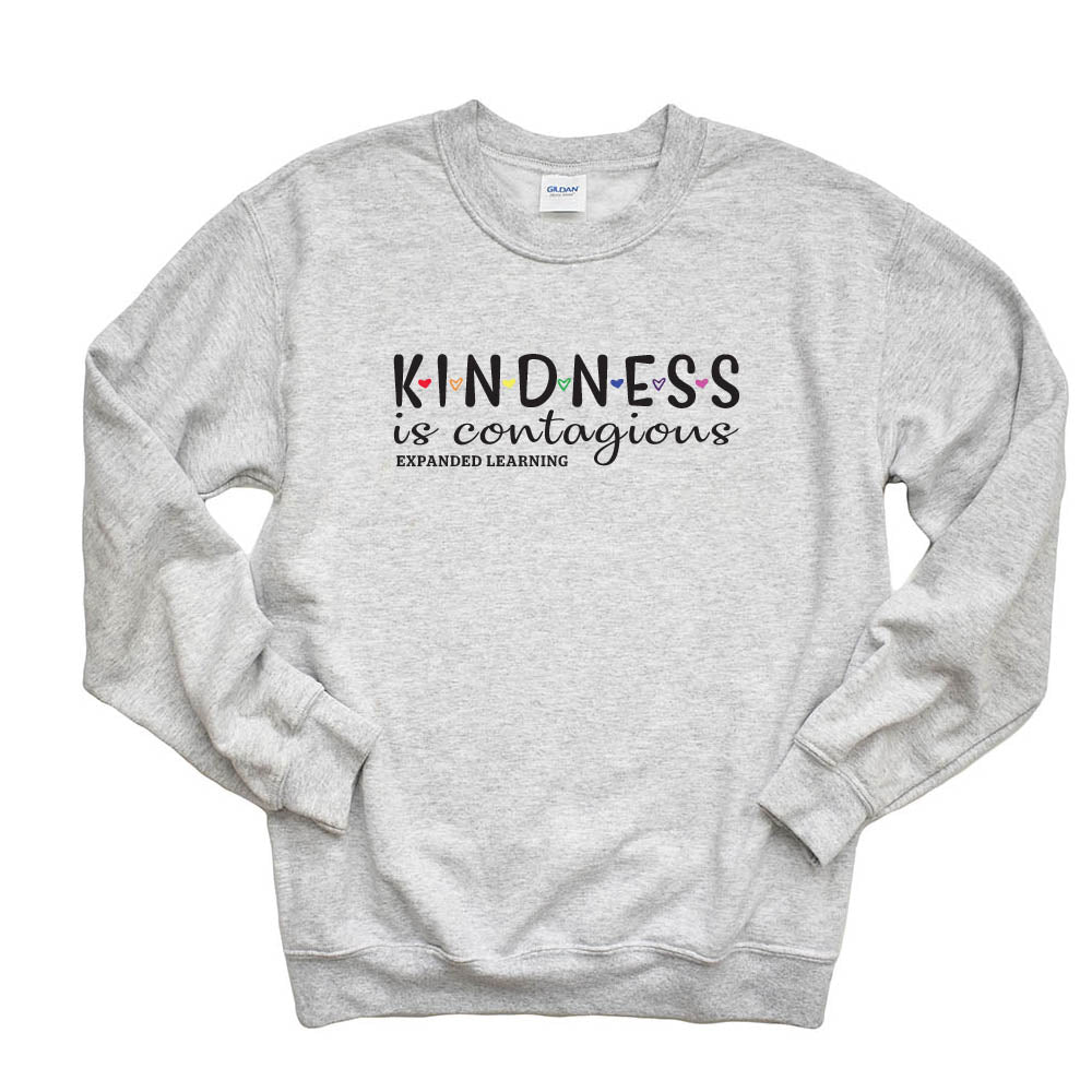 KINDNESS IS CONTAGIOUS CREWNECK SWEATSHIRT ~ EXPANDED LEARNING ~  Gildan ~  classic fit