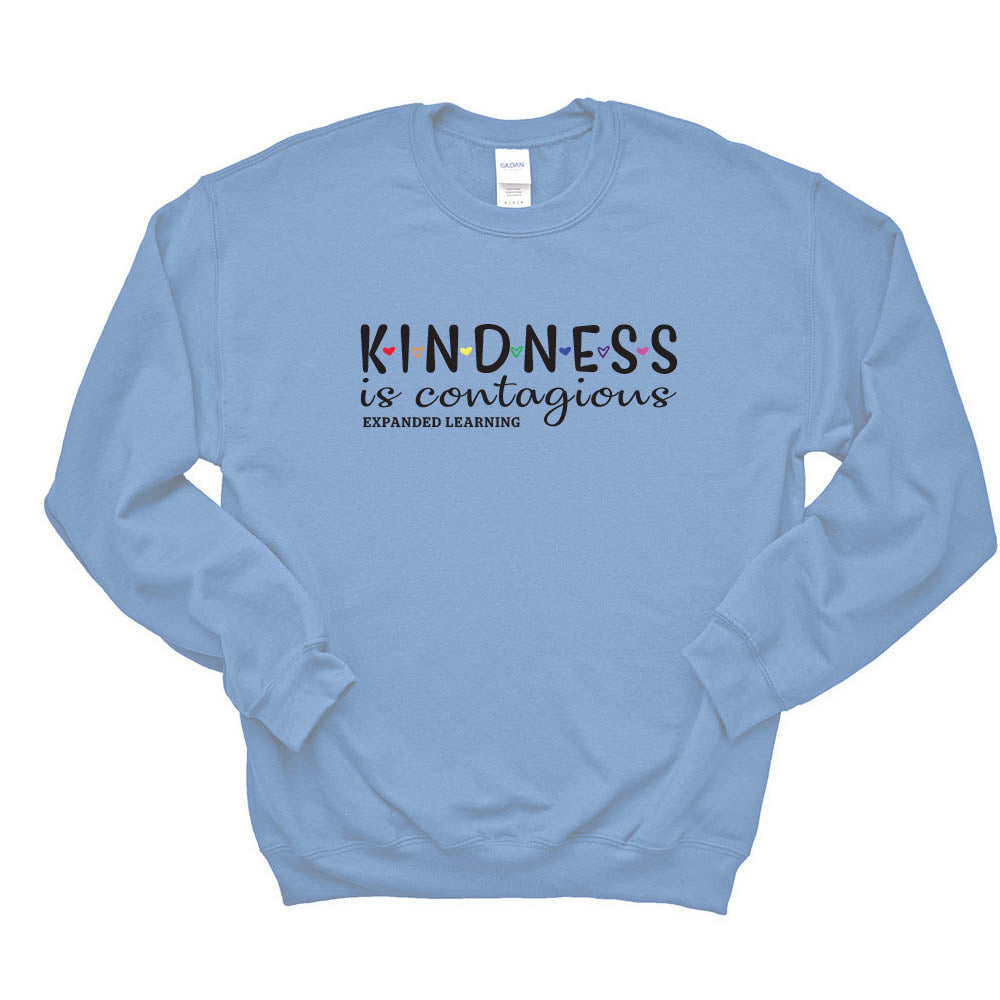 KINDNESS IS CONTAGIOUS CREWNECK SWEATSHIRT ~ EXPANDED LEARNING ~  Gildan ~  classic fit