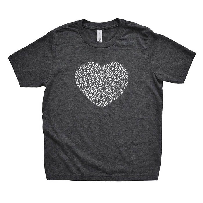 HEART OF WHITE RIBBONS <br> unisex, women and youth <br>LUNG CANCER AWARENESS TEE - humanKIND