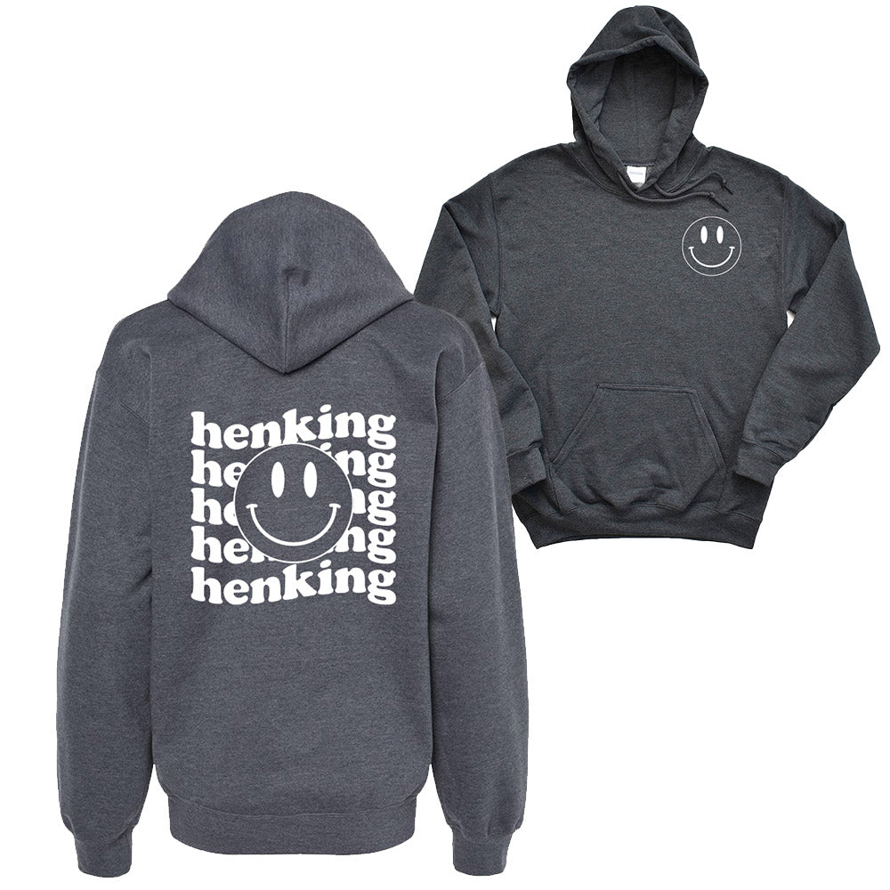 HENKING WAVY TEXT WITH SMILEY HOODIE ~ HENKING ELEMENTARY SCHOOL ~  youth & adult  ~ classic unisex fit
