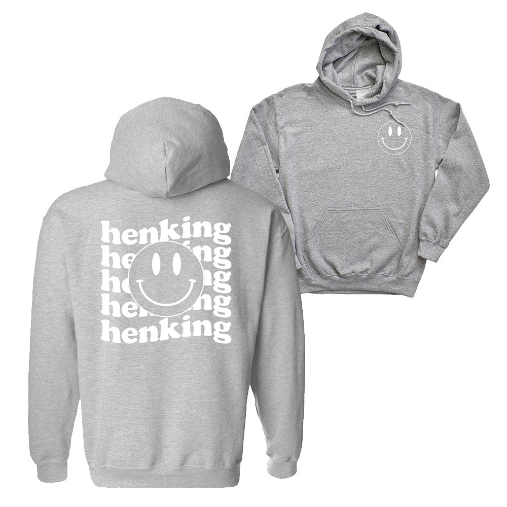 HENKING WAVY TEXT WITH SMILEY HOODIE  ~ HENKING ELEMENTARY SCHOOL ~  youth & adult   ~ classic unisex fit