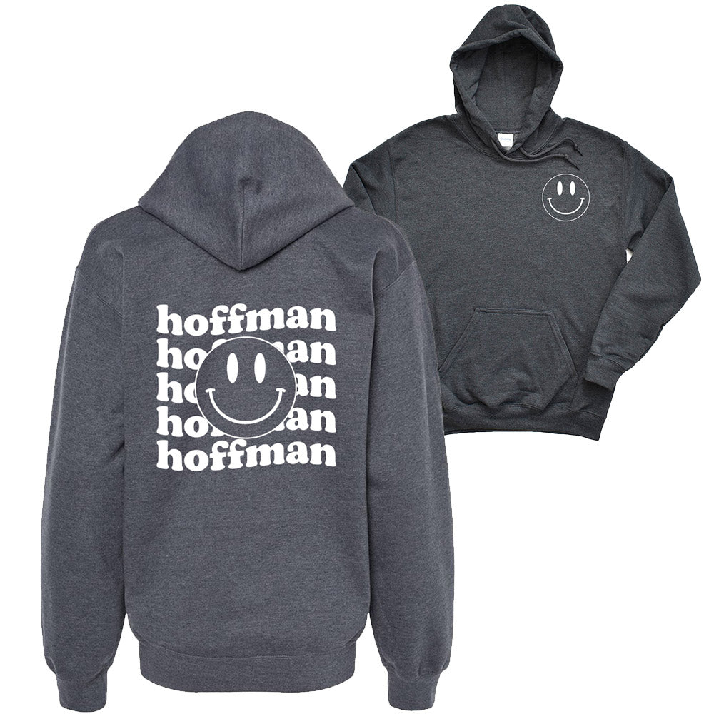 HOFFMAN WAVY TEXT WITH SMILEY HOODIE ~ youth and adult ~ classic unisex fit