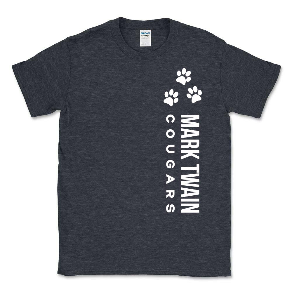 VERTICAL PAW PRINTS UNISEX COTTON SOFTSTYLE TEE ~ MARK TWAIN ELEMENTARY SCHOOL ~ classic fit