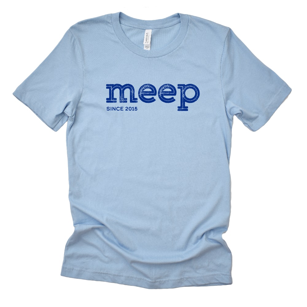 meepware-vintage-meep-logo-since-2015-blue-heather-adult-unisex-tee