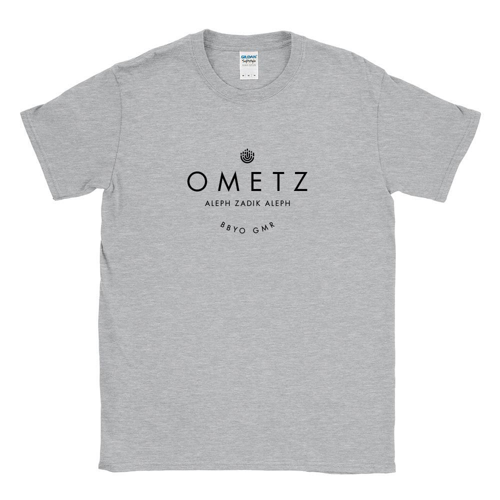 Ometz-BBYO-great-midwest-region-AZA-modern-font-graphic-tee-athletic-grey