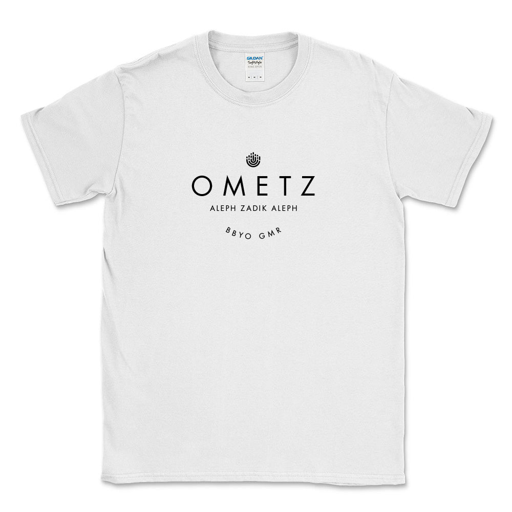 Ometz-BBYO-great-midwest-region-AZA-modern-font-graphic-tee-white